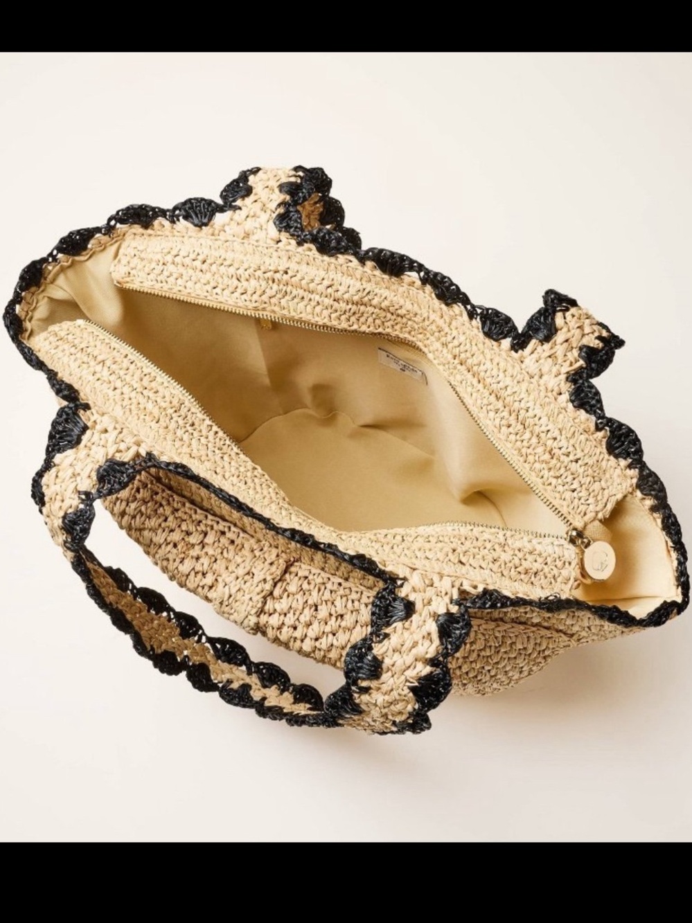 Kate Spade x Target Raffia Bow Tote Bag in Natural with Black Trim - Picture 4 of 12
